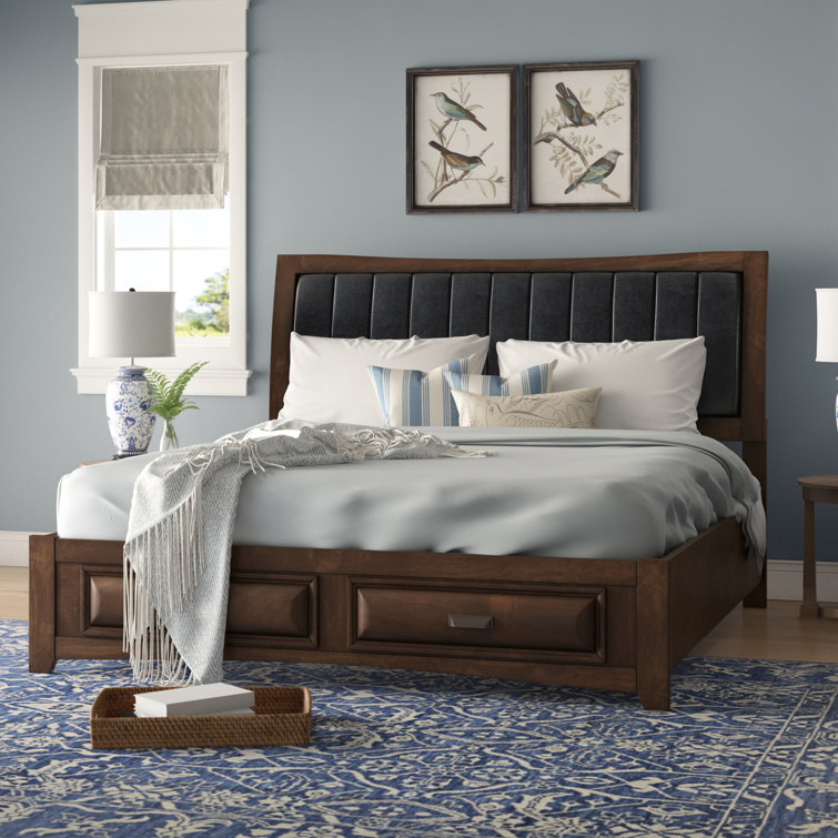 North Adams Vegan Leather Sleigh Storage Bed